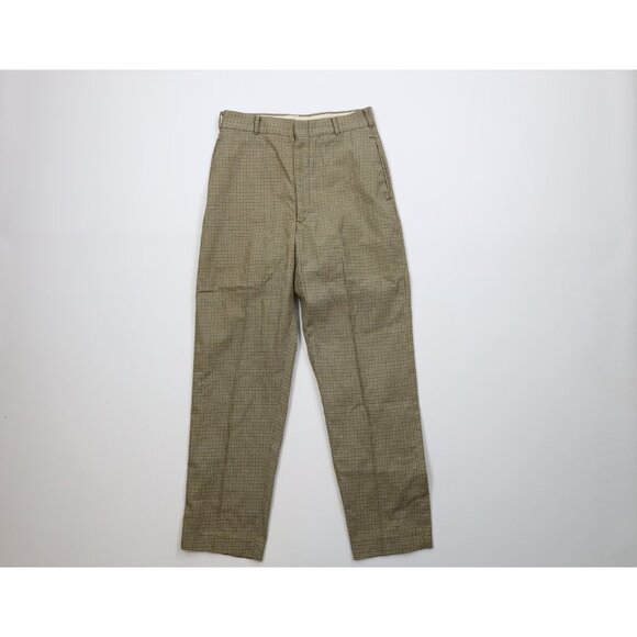 Vintage 50s Streetwear Mens 28x28 Wool Knit Straight Leg Chino Pants Plaid USA